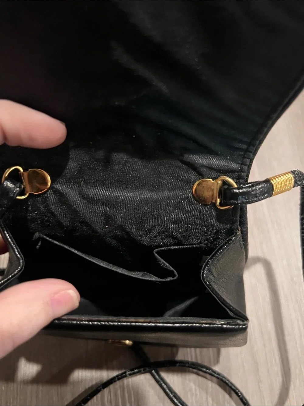 Vintage Black, Gold, Cream Woven Chevron Crossbody